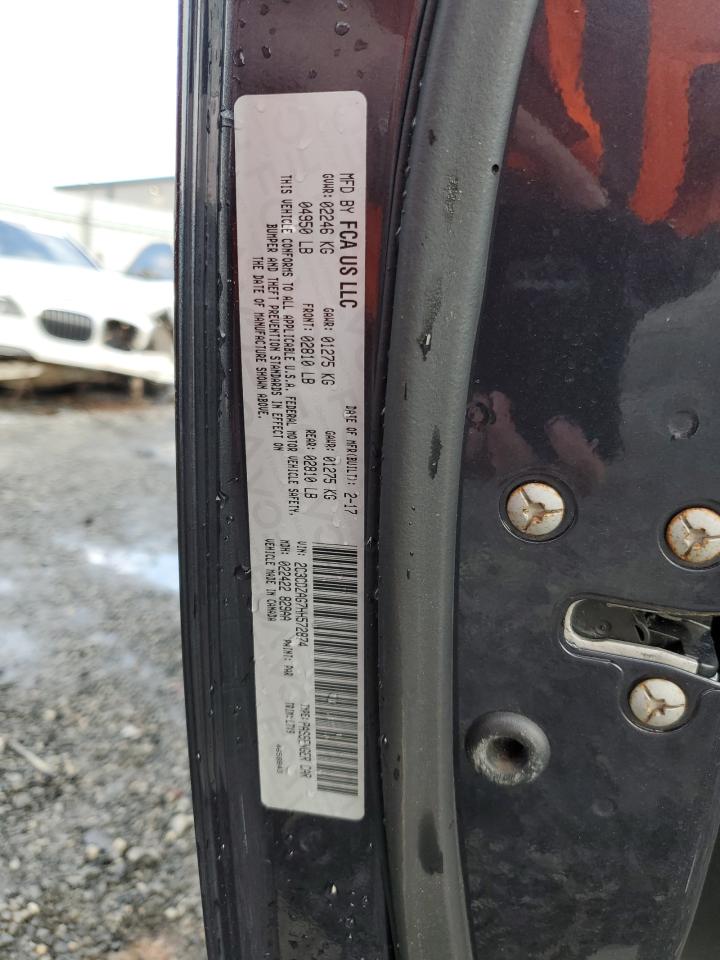 2017 Dodge Challenger VIN 2C3CDZAG7HH572874 Copart auction photo, front end damage thumbnail 12