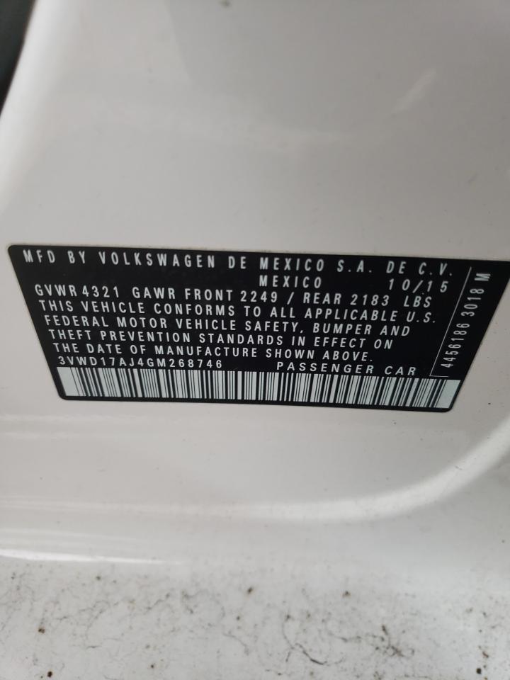 2016 Volkswagen Jetta VIN 3VWD17AJ4GM268746 Copart auction photo, front end / side damage thumbnail 14