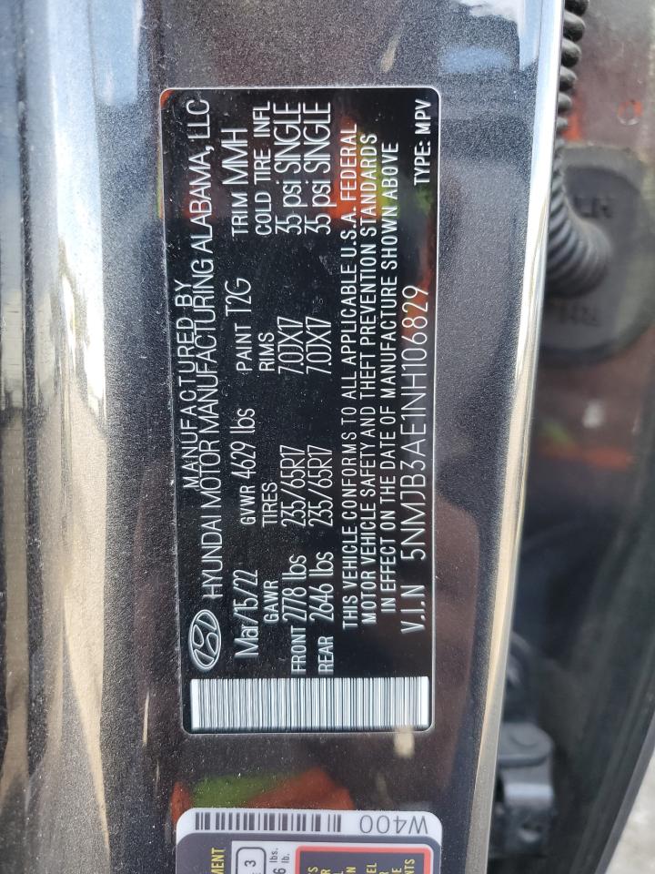 2022 Hyundai Tucson VIN 5NMJB3AE1NH106829 Copart auction photo, rear end damage thumbnail 13
