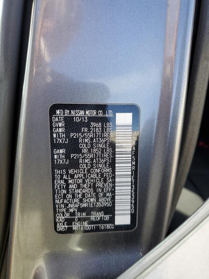 2014 Nissan Juke VIN JN8AF5MR1ET353950 Copart auction photo, front end / minor dent/scratches damage thumbnail 12