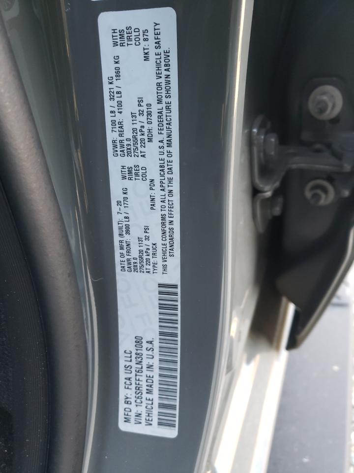 2020 RAM 1500 VIN 1C6SRFFT6LN381080 Copart auction photo, front end damage thumbnail 13
