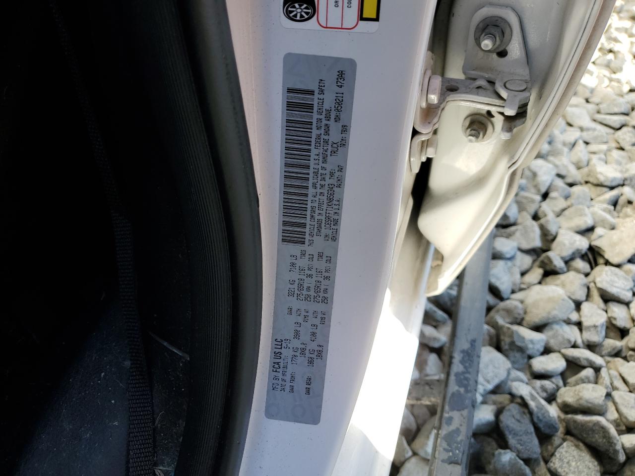2019 RAM 1500 VIN 1C6SRFFT1KN856343 Copart auction photo, front end / side damage thumbnail 12