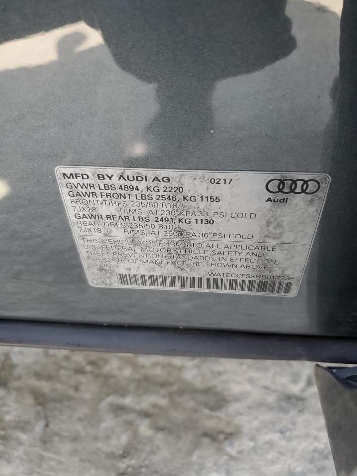 2017 Audi Q3 VIN WA1ECCFS3HR017738 Copart auction photo, front end damage thumbnail 14