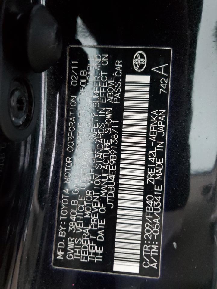 2011 Toyota Corolla VIN JTDBU4EE9B9138711 Copart auction photo, top/roof damage thumbnail 12