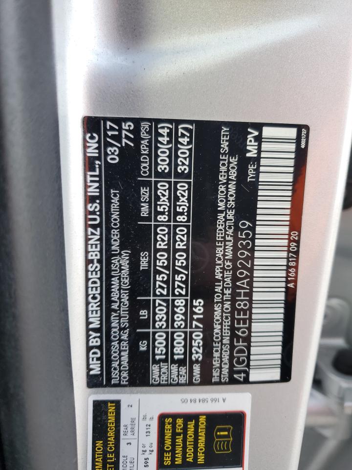 2017 Mercedes-Benz GLS-klasse VIN 4JGDF6EE8HA929359 Copart auction photo, front end damage thumbnail 13