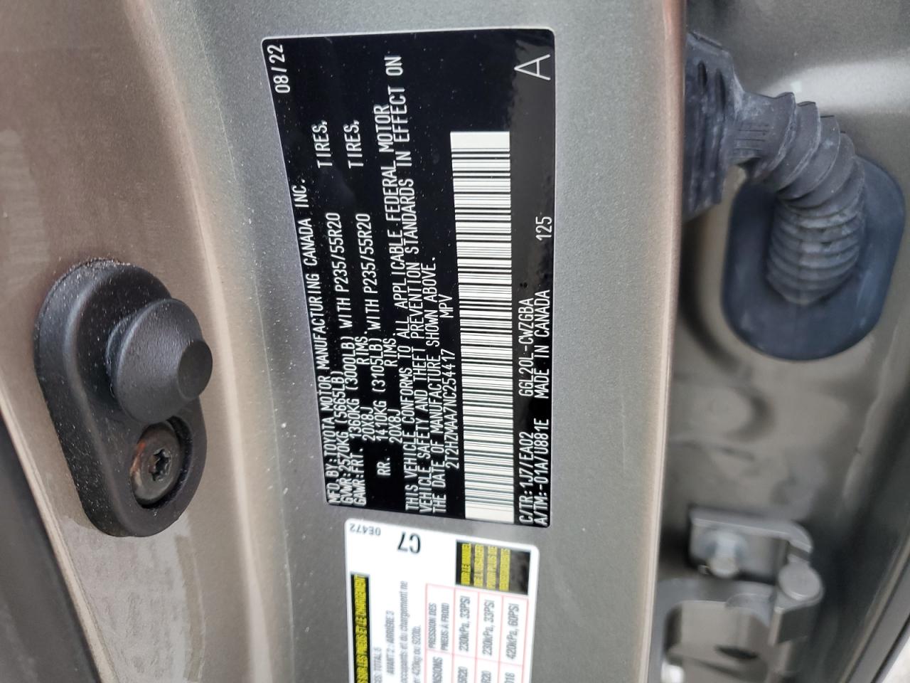 2022 Lexus RX VIN 2T2HZMAA7NC254417 Copart auction photo, front end / rear end damage thumbnail 13