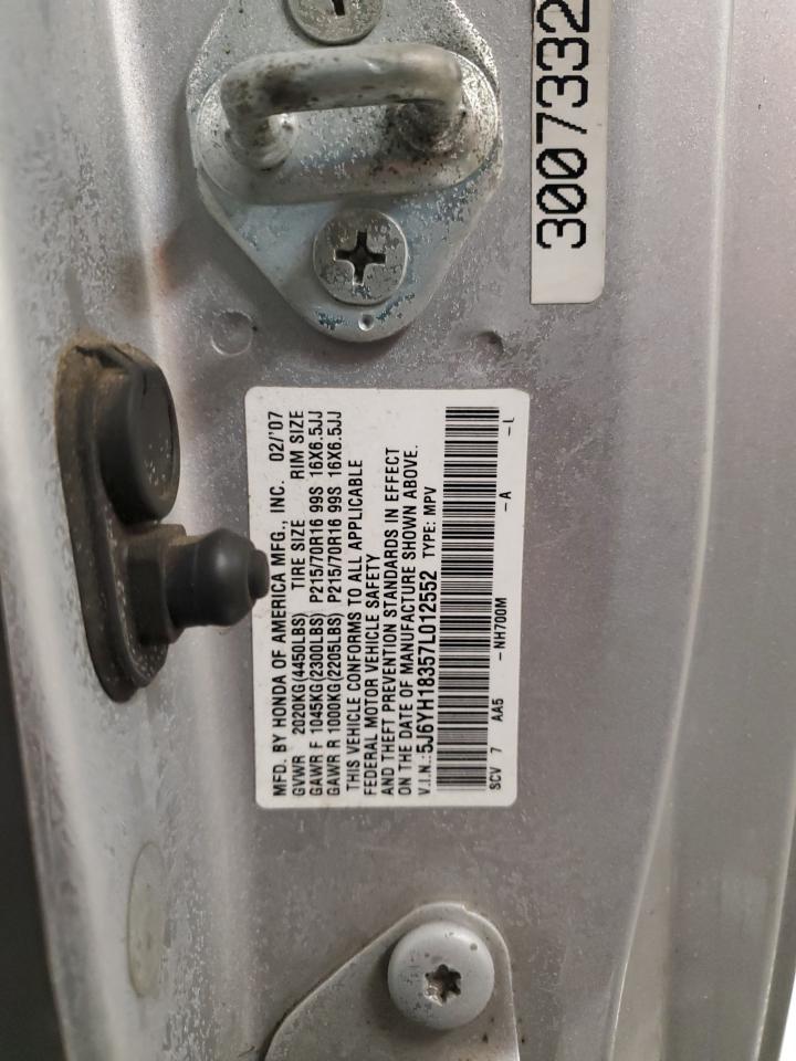 2007 Honda Element VIN 5J6YH18357L012552 Copart auction photo, front end damage thumbnail 13