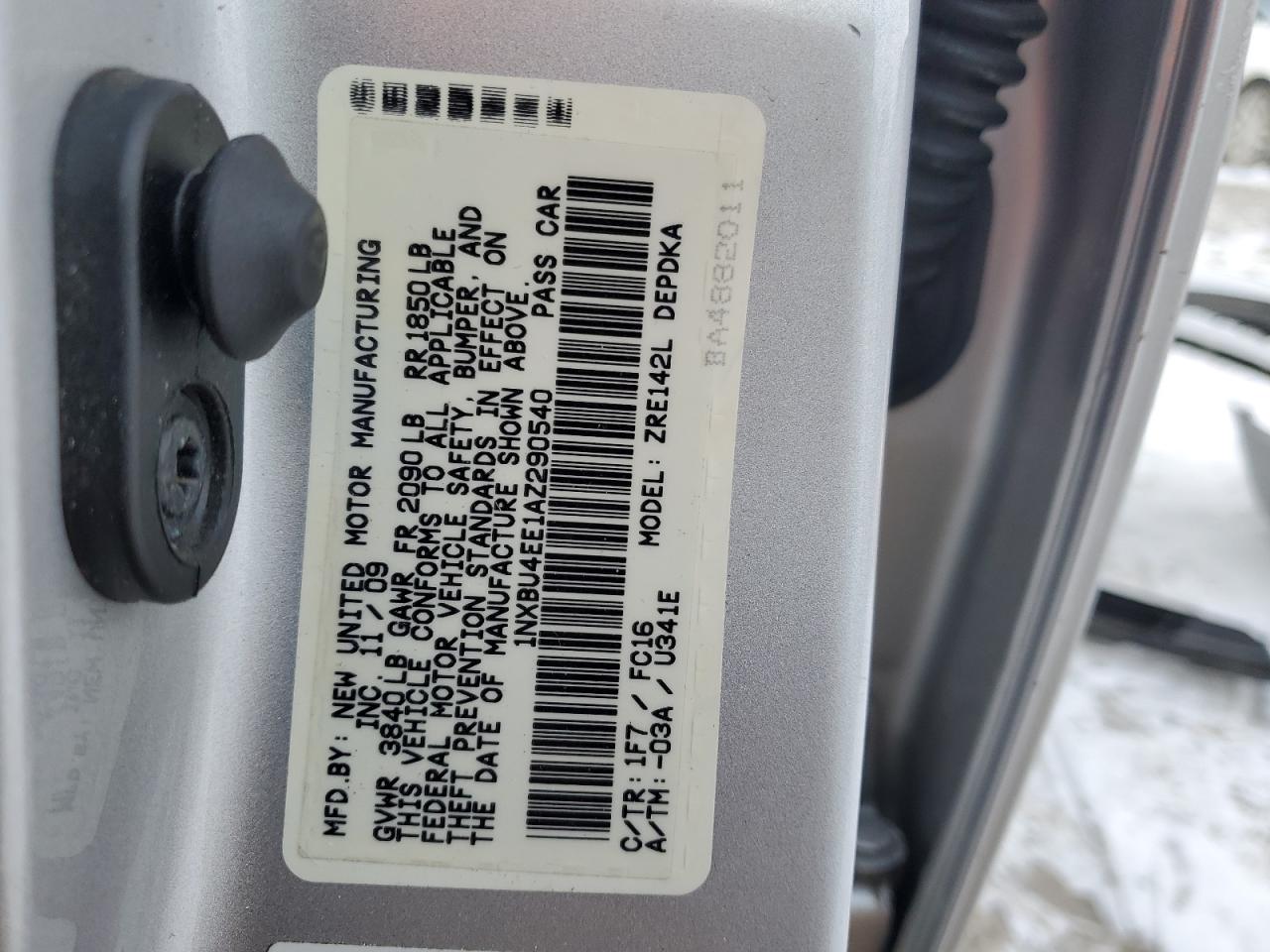 2010 Toyota Corolla VIN 1NXBU4EE1AZ290540 Copart auction photo, front end damage thumbnail 13