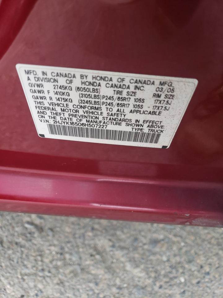 2006 Honda Ridgeline VIN 2HJYK16506H507227 Copart auction photo, all over damage thumbnail 14