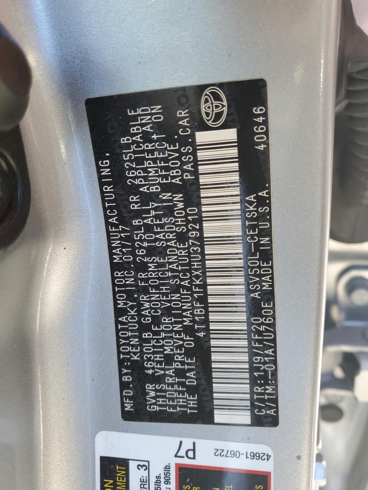 2017 Toyota Camry VIN 4T1BF1FKXHU379210 Copart auction photo, rollover / undercarriage damage thumbnail 14
