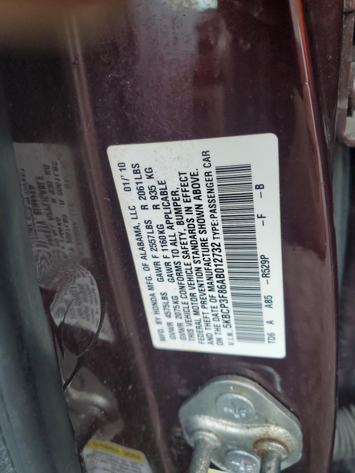 2010 Honda Accord VIN 5KBCP3F86AB012732 Copart auction photo, front end damage thumbnail 14