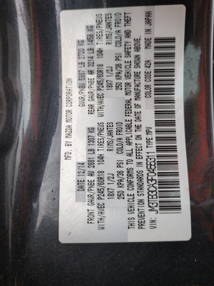 2015 Mazda CX-9 VIN JM3TB3CA3F0455311 Copart auction photo, side / front end damage thumbnail 14