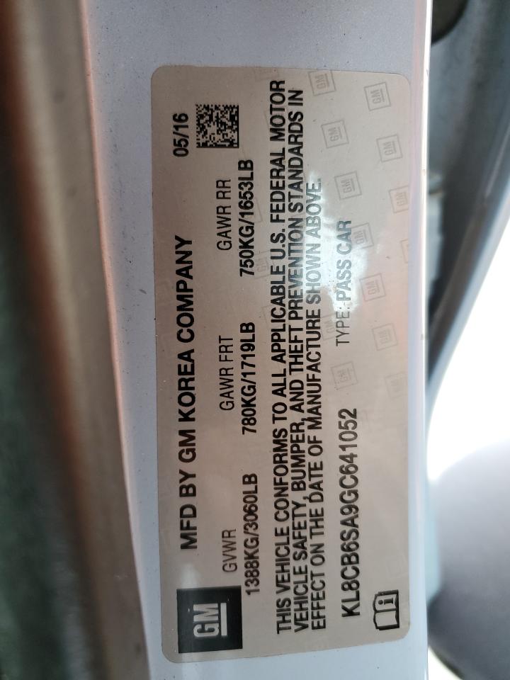 2016 Chevrolet Spark VIN KL8CB6SA9GC641052 Copart auction photo, front end damage thumbnail 13