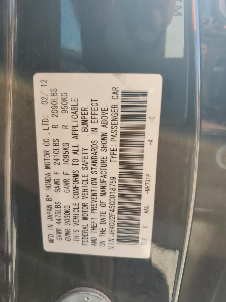 2012 Acura TSX VIN JH4CU2F45CC018759 Copart auction photo, front end / rear end damage thumbnail 14