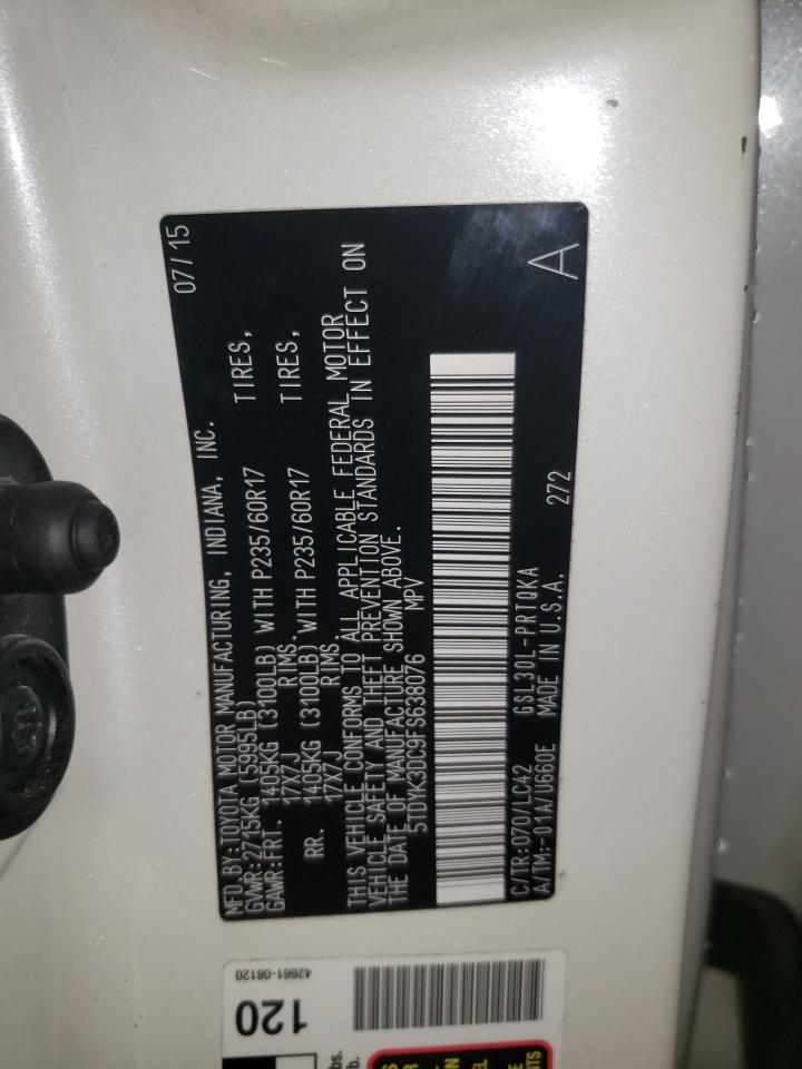 2015 Toyota Sienna VIN 5TDYK3DC9FS638076 Copart auction photo, front end damage thumbnail 15
