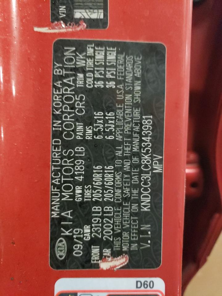 2019 KIA Niro VIN KNDCC3LC8K5343981 Copart auction photo, front end / side damage thumbnail 16