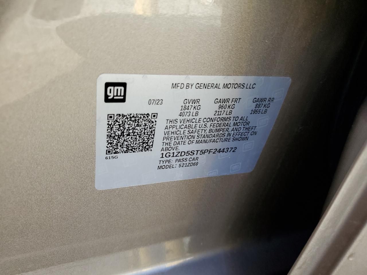 2023 Chevrolet Malibu VIN 1G1ZD5ST5PF244372 Copart auction photo, rear end damage thumbnail 12