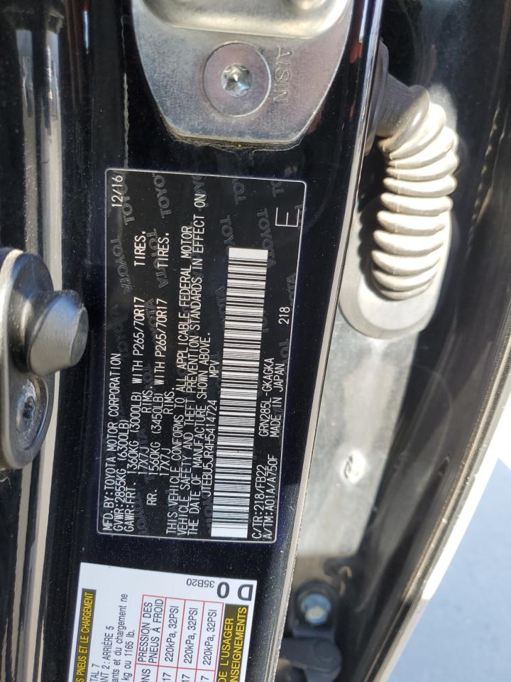 2017 Toyota 4Runner VIN JTEBU5JR4H5414724 Copart auction photo, undercarriage / side damage thumbnail 13