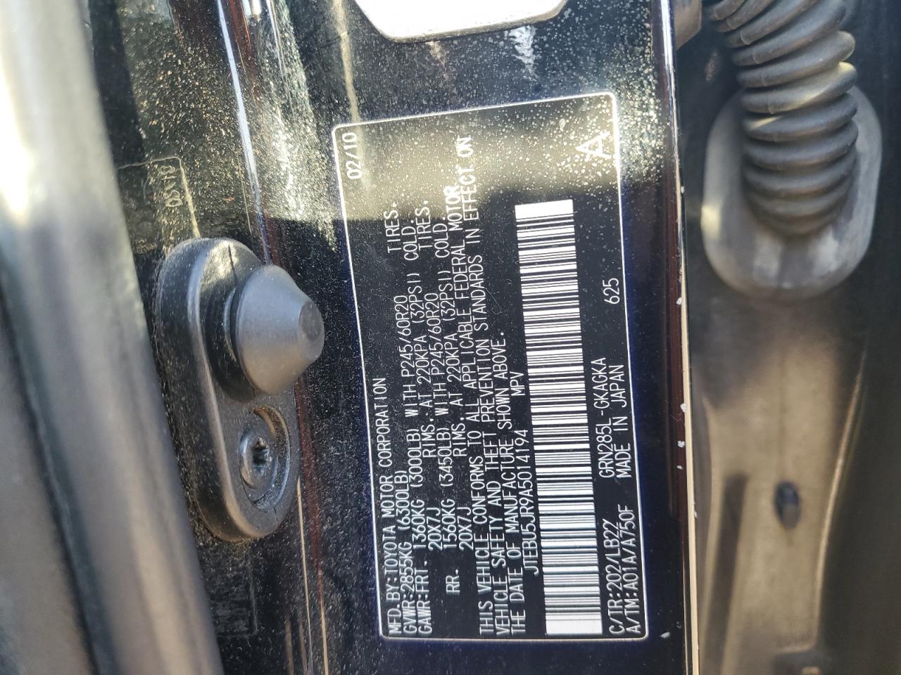 2010 Toyota 4Runner VIN JTEBU5JR9A5014194 Copart auction photo, rear end / front end damage thumbnail 12