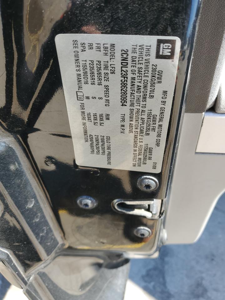 2008 Chevrolet Equinox VIN 2CNDL23F586280954 Copart auction photo, front end / side damage thumbnail 15