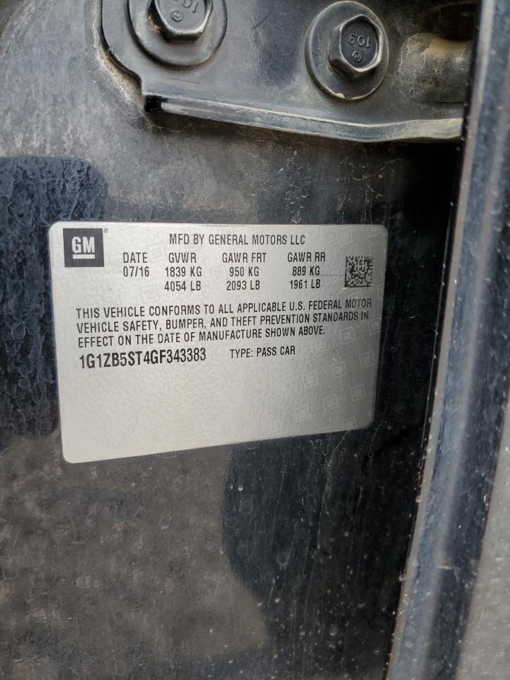2016 Chevrolet Malibu VIN 1G1ZB5ST4GF343383 Copart auction photo, rear end damage thumbnail 12