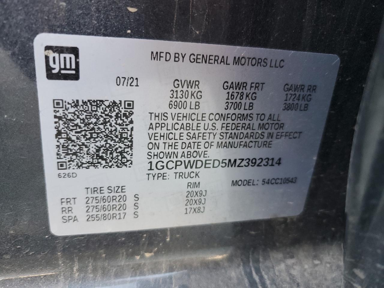 2021 Chevrolet Silverado VIN 1GCPWDED5MZ392314 Copart auction photo, minor dent/scratches / vandalism damage thumbnail 13
