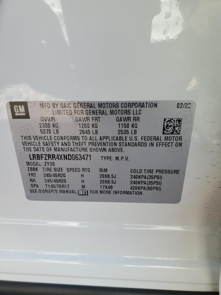 2022 Buick Envision VIN LRBFZRR4XND063471 Copart auction photo, front end damage thumbnail 13