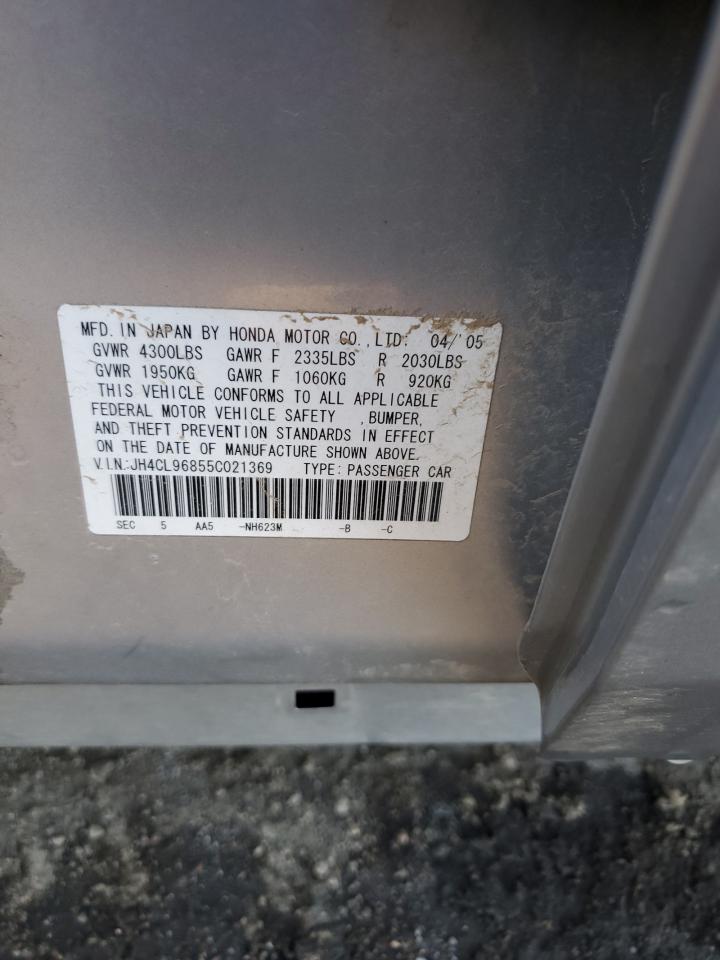 2005 Acura TSX VIN JH4CL96855C021369 Copart auction photo, front end damage thumbnail 12