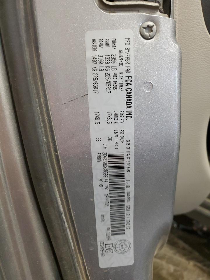 2019 Dodge Caravan VIN 2C4RDGBGXKR596144 Copart auction photo, hail damage thumbnail 14