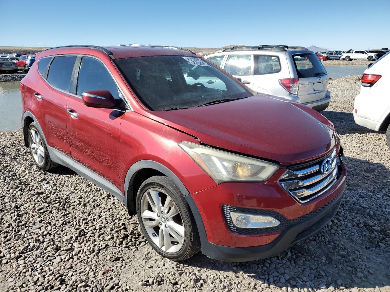 2013 Hyundai Santa Fe VIN 5XYZU3LAXDG054083 Copart auction photo, front end / side damage thumbnail 4