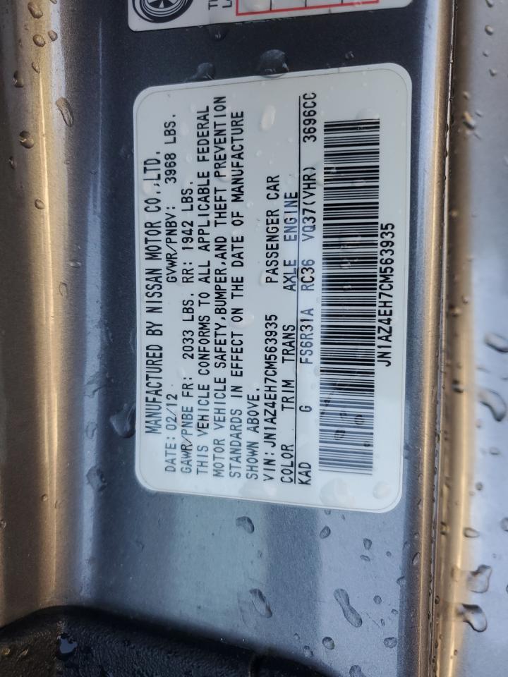 2012 Nissan 370Z VIN JN1AZ4EH7CM563935 Copart auction photo, front end / minor dent/scratches damage thumbnail 13