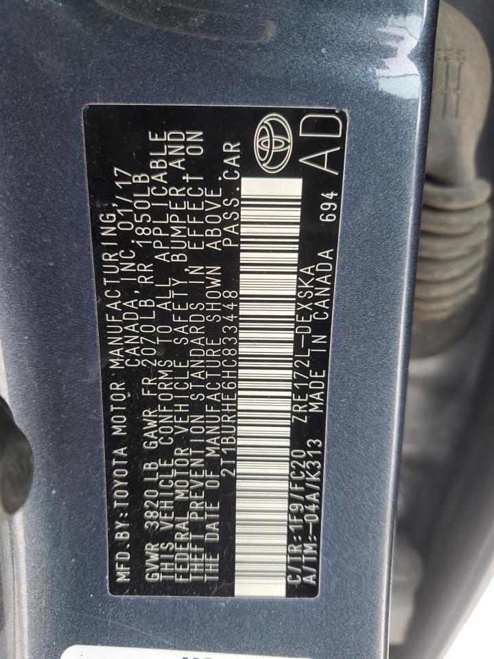 2017 Toyota Corolla VIN 2T1BURHE6HC833448 Copart auction photo, front end damage thumbnail 14