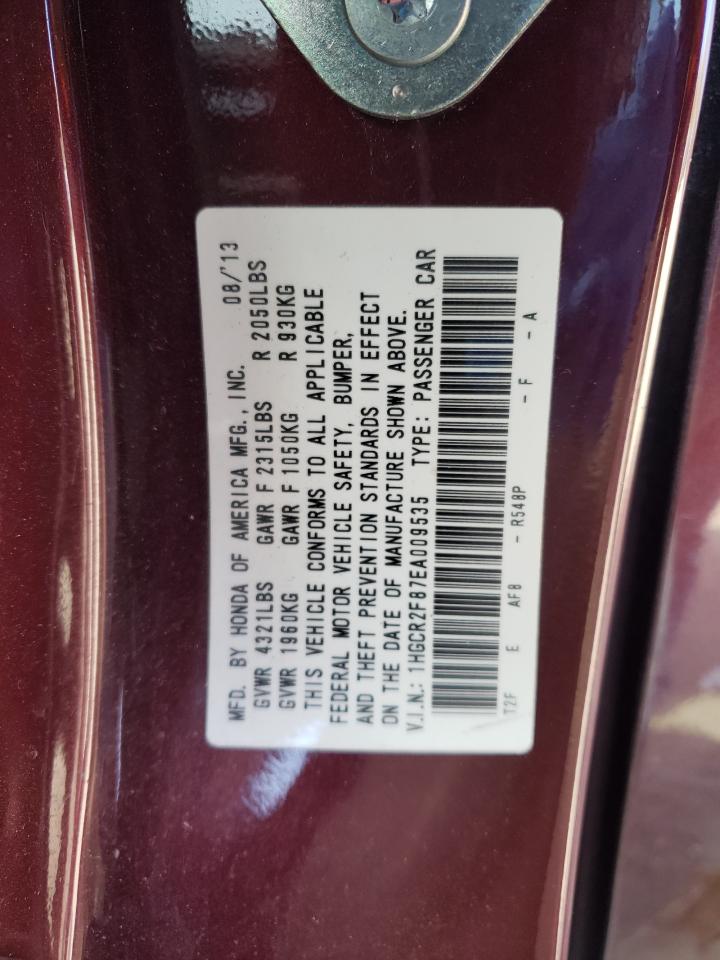 2014 Honda Accord VIN 1HGCR2F87EA009535 Copart auction photo, front end damage thumbnail 13