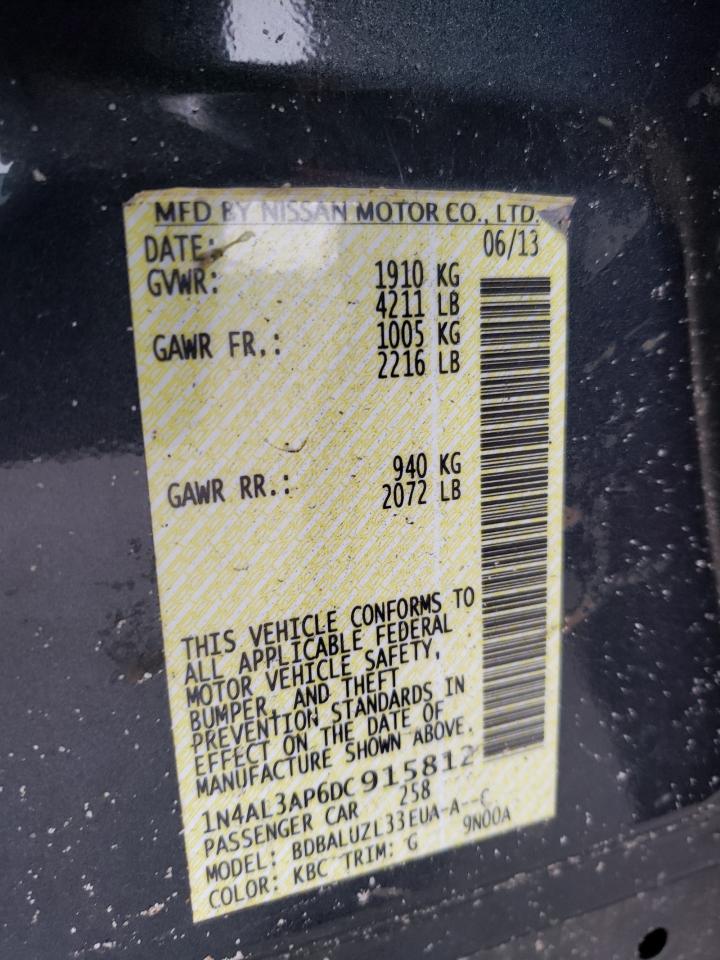 2013 Nissan Altima VIN 1N4AL3AP6DC915812 Copart auction photo, front end / undercarriage damage thumbnail 14