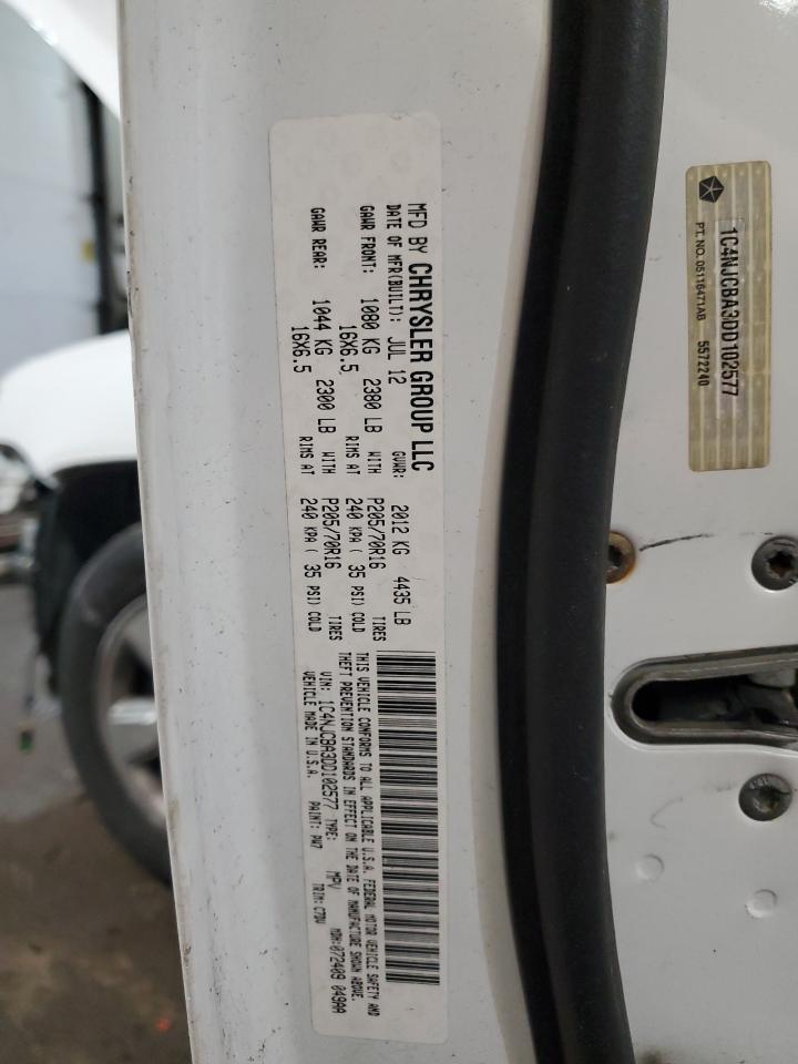 2013 Jeep Compass VIN 1C4NJCBA3DD102577 Copart auction photo, front end / minor dent/scratches damage thumbnail 15
