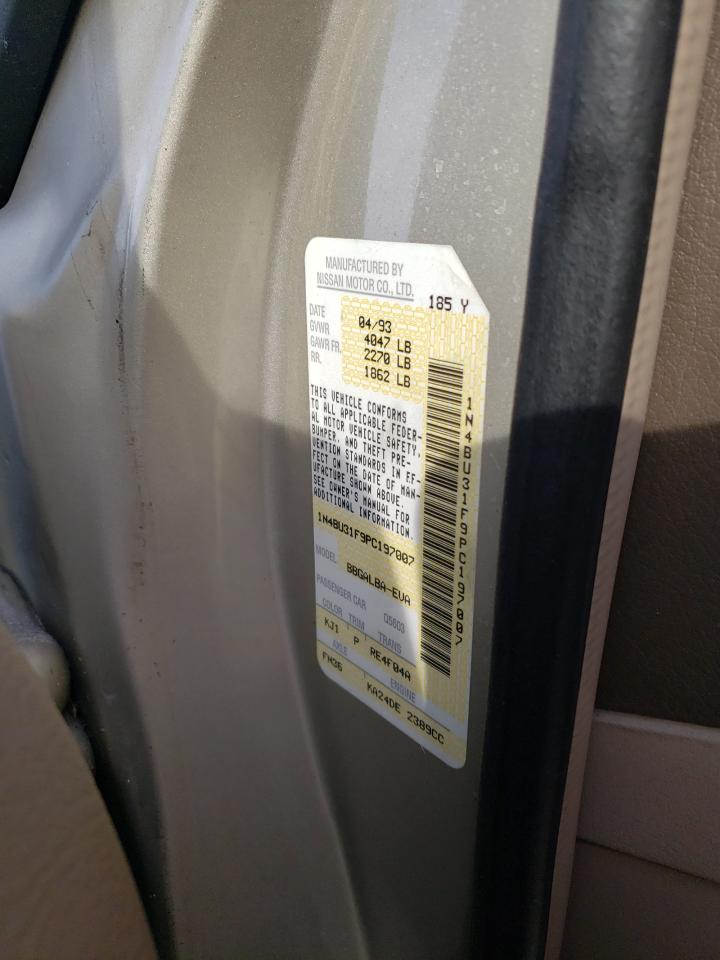 1993 Nissan Altima VIN 1N4BU31F9PC197007 Copart auction photo, normal wear / minor dent/scratches damage thumbnail 12