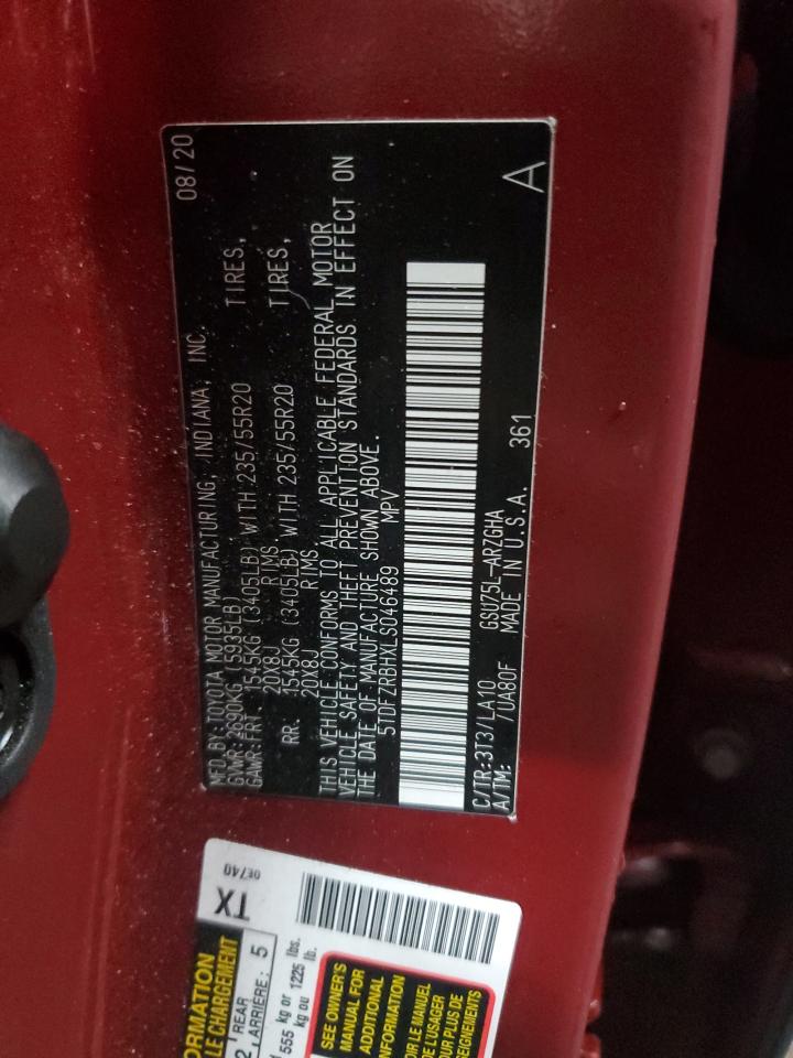 2020 Toyota Highlander VIN 5TDFZRBHXLS046489 Copart auction photo, rear end / front end damage thumbnail 13