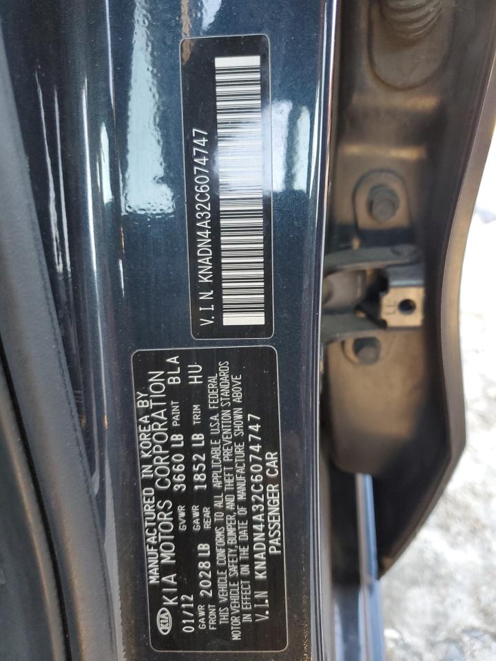 2012 KIA Rio VIN KNADN4A32C6074747 Copart auction photo, rear end damage thumbnail 12