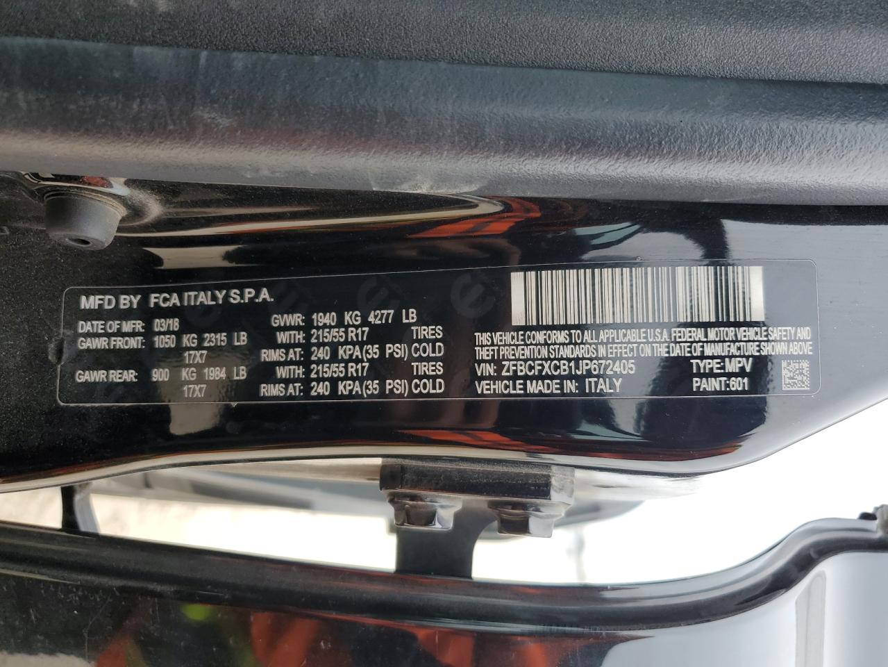 2018 Fiat 500 VIN ZFBCFXCB1JP672405 Copart auction photo, all over / undercarriage damage thumbnail 14