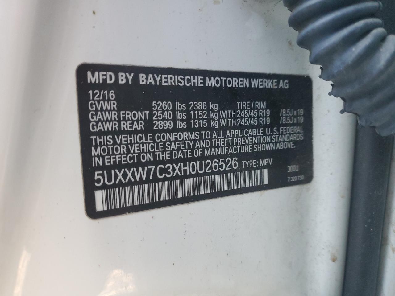 2017 BMW X4 VIN 5UXXW7C3XH0U26526 Copart auction photo, side / minor dent/scratches damage thumbnail 13