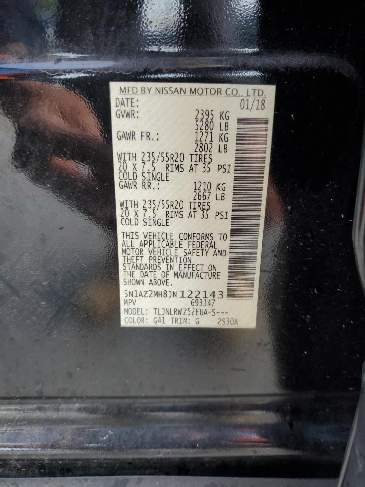 2018 Nissan Murano VIN 5N1AZ2MH8JN122143 Copart auction photo, all over damage thumbnail 13