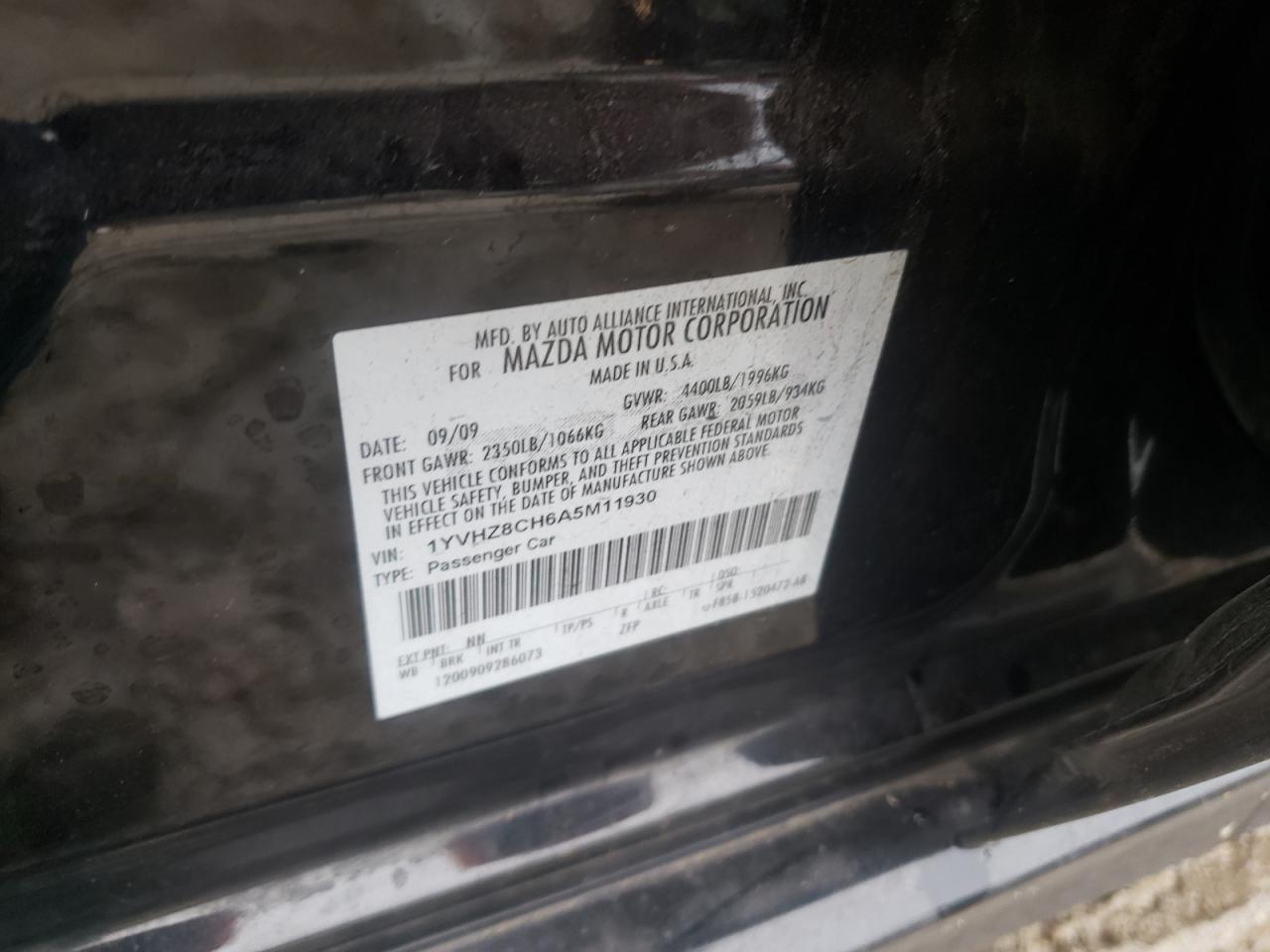 2010 Mazda 6 VIN 1YVHZ8CH6A5M11930 Copart auction photo, front end damage thumbnail 12