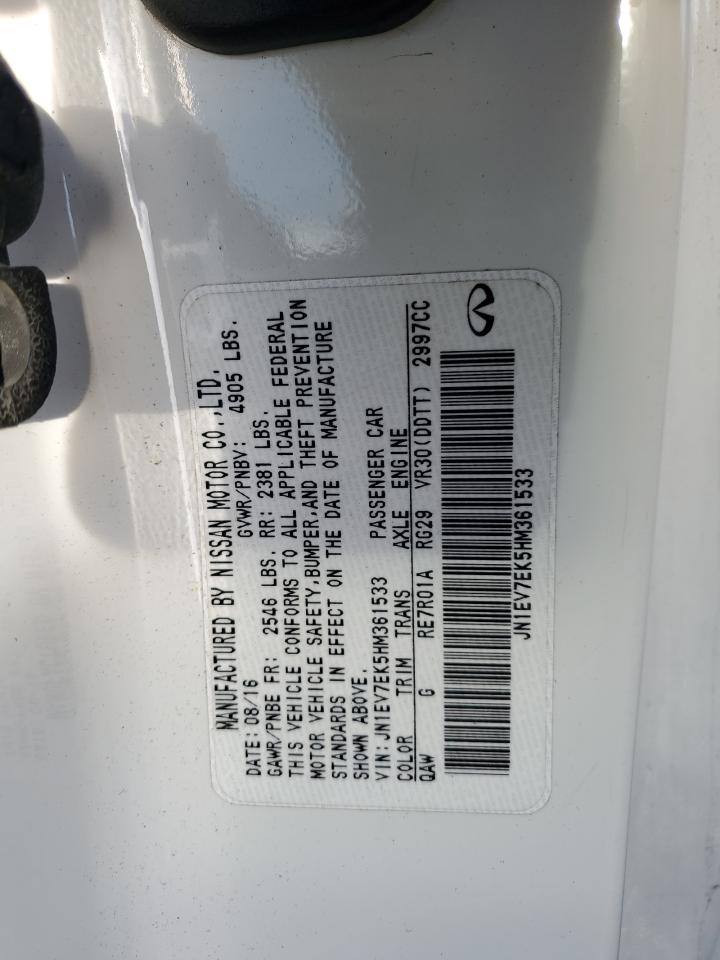 2017 Infiniti Q60 VIN JN1EV7EK5HM361533 Copart auction photo, normal wear / vandalism damage thumbnail 12