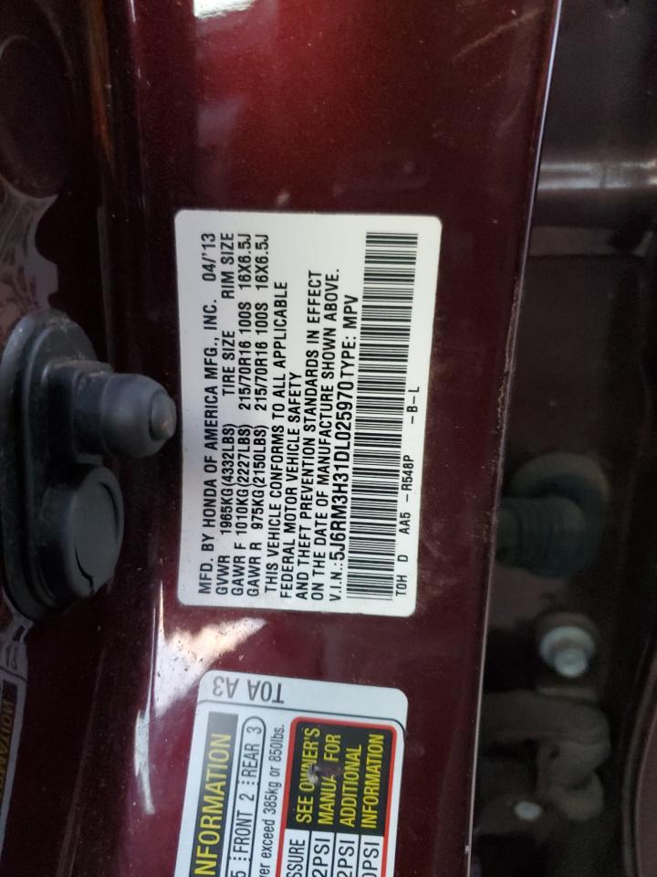 2013 Honda CR-V VIN 5J6RM3H31DL025970 Copart auction photo, front end damage thumbnail 13
