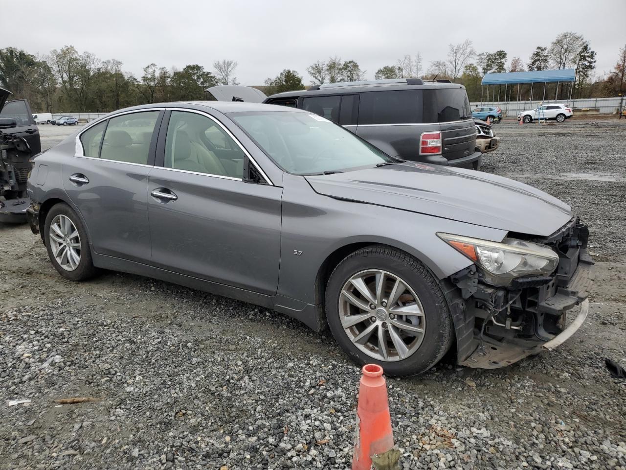 2015 Infiniti Q50 VIN JN1BV7APXFM342672 Copart auction photo, front end / rear end damage thumbnail 4