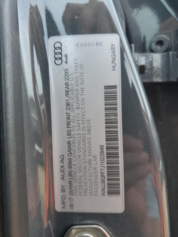 2018 Audi A3 VIN WAUJ8GFF7J1022846 Copart auction photo, front end / side damage thumbnail 15