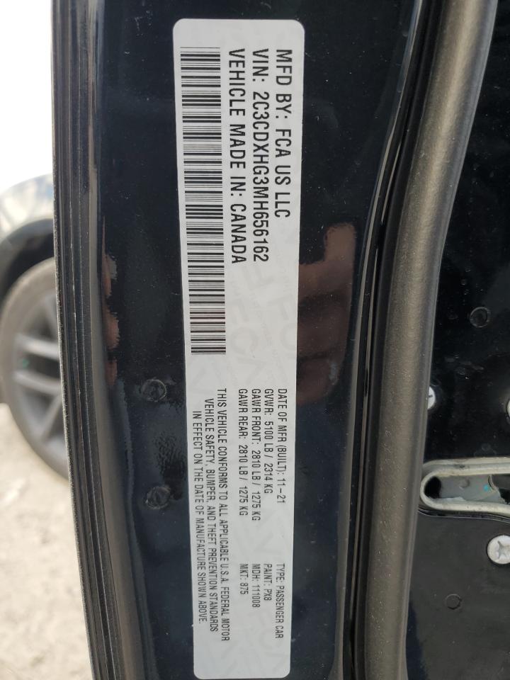 2021 Dodge Charger VIN 2C3CDXHG3MH656162 Copart auction photo, all over damage thumbnail 12