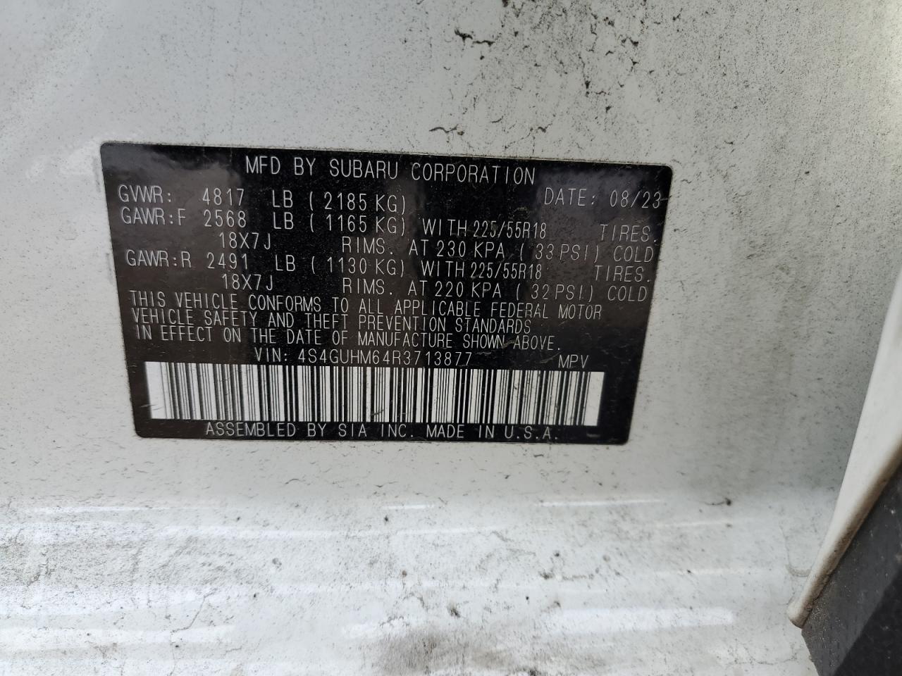2024 Subaru XV VIN 4S4GUHM64R3713877 Copart auction photo, front end damage thumbnail 14