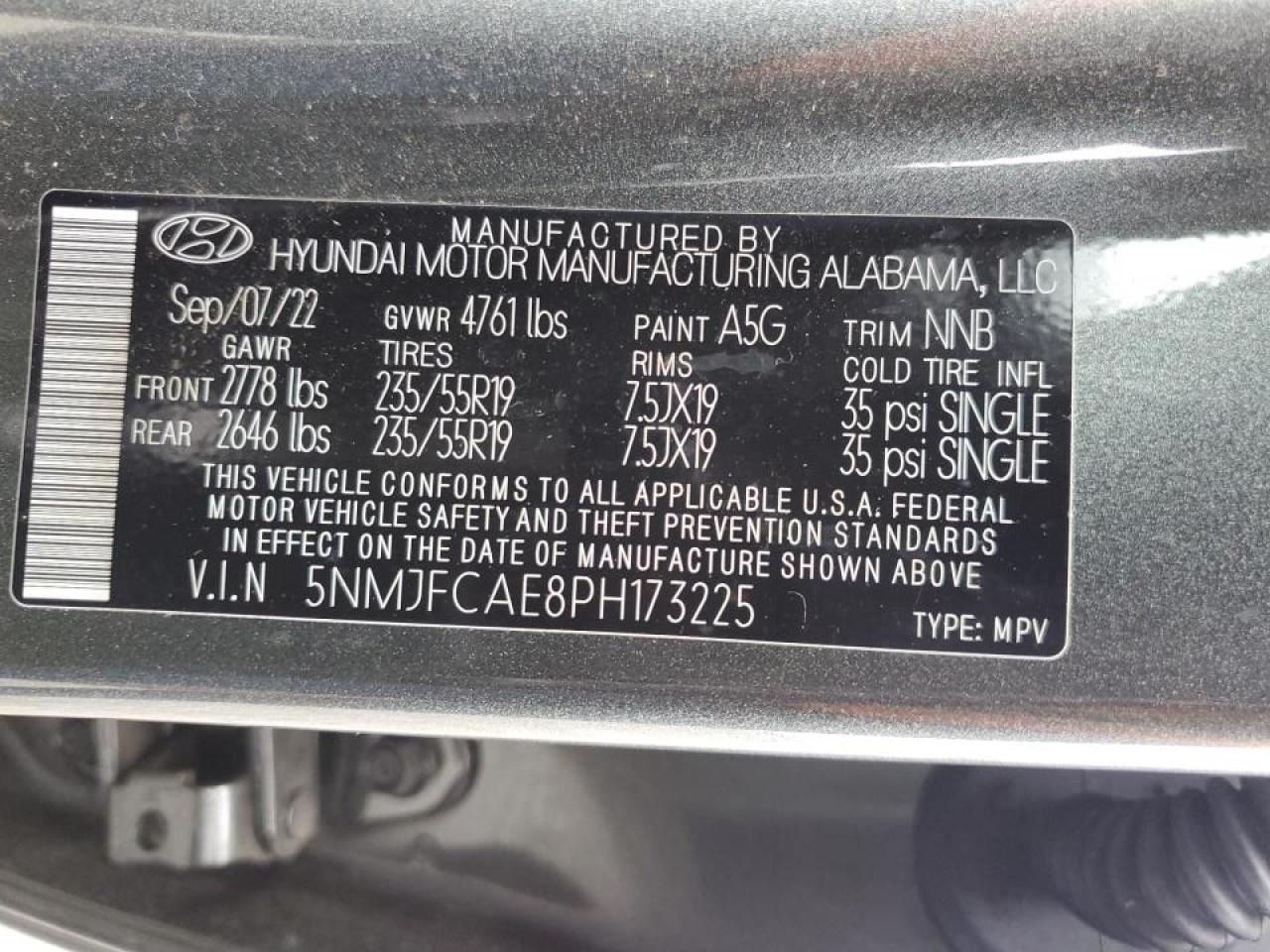 2023 Hyundai Tucson VIN 5NMJFCAE8PH173225 Copart auction photo, rear end damage thumbnail 13