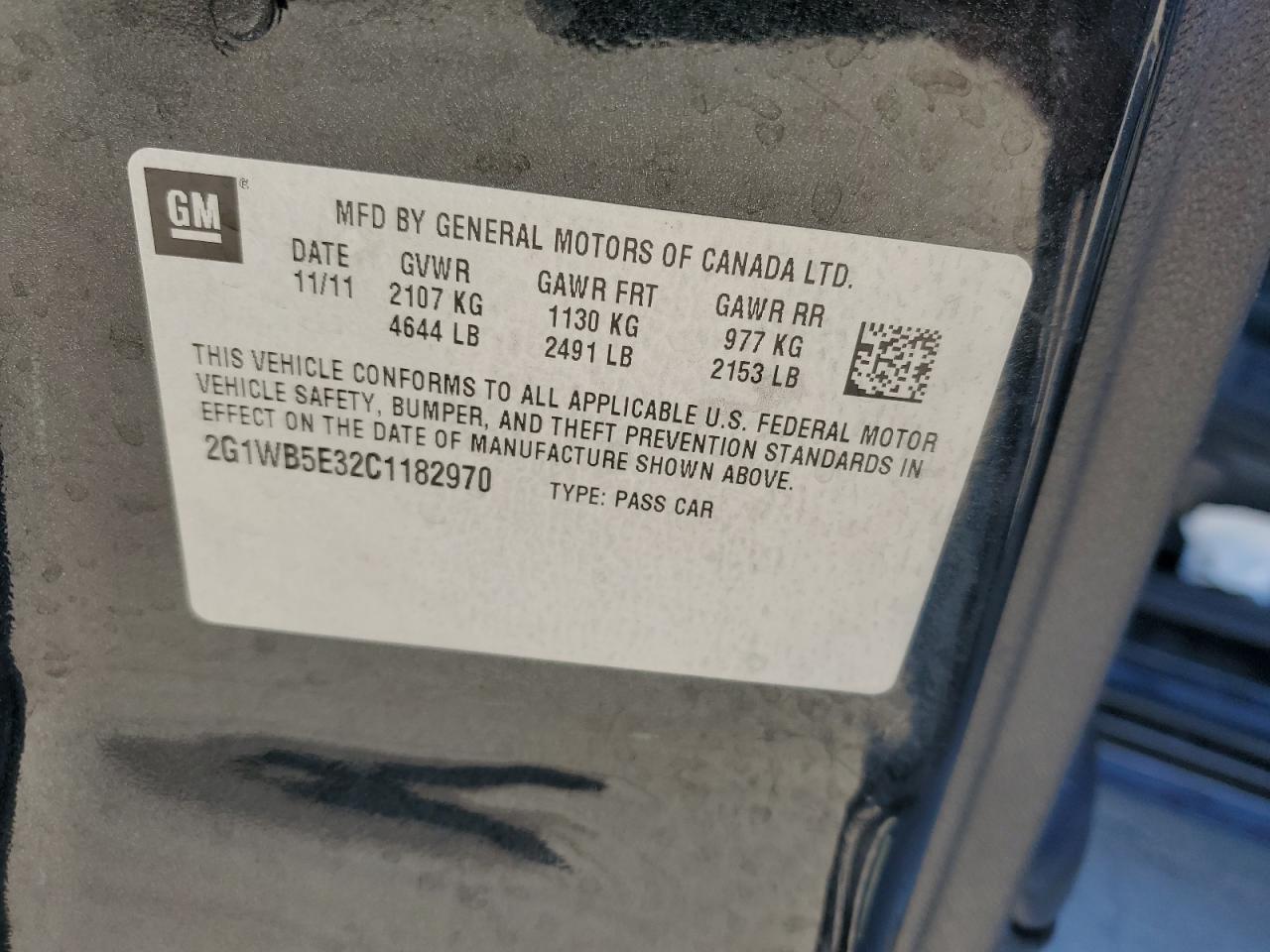 2012 Chevrolet Impala VIN 2G1WB5E32C1182970 Copart auction photo, front end damage thumbnail 14